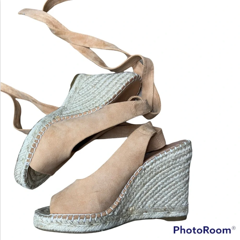Joie Kael Suede Espadrille Wedges Size 37.5/6